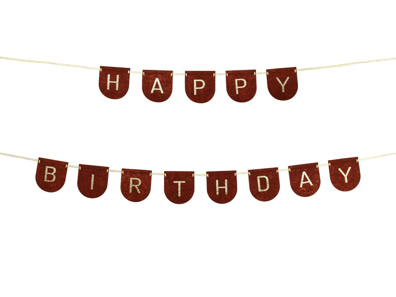 Brown felt 'Happy Birthday' banner