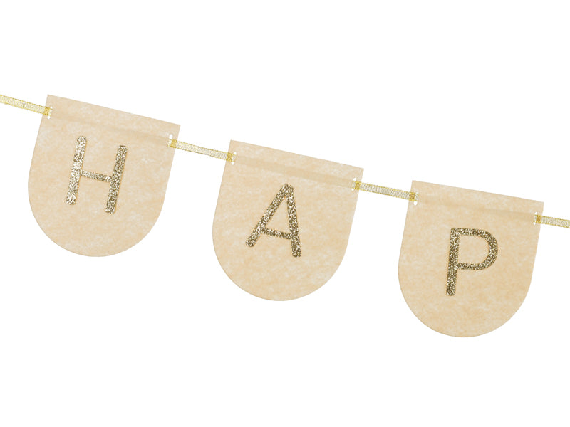 Happy Birthday Beige Pink Felt Banner (1pkt/1pcs)