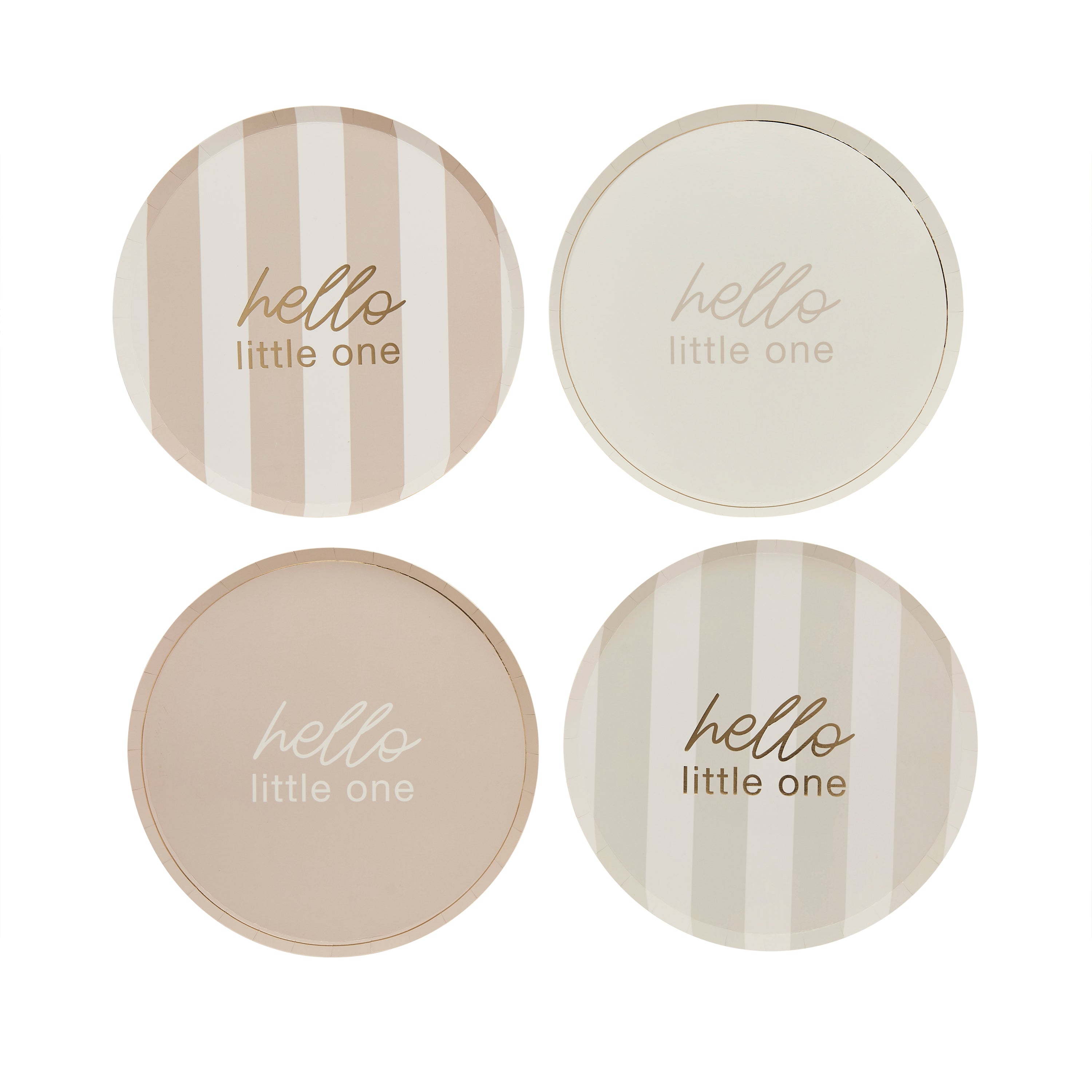 Hello Little One Neutral Baby Shower Paper Plates 23cm (1pkt/8pcs) - Party Lane 