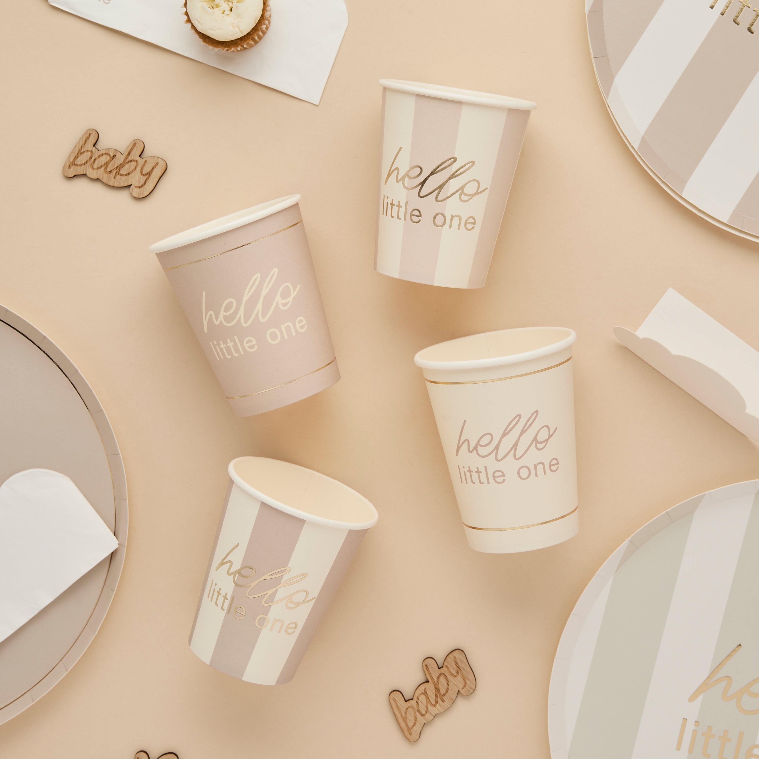 Hello Little One Neutral Baby Shower Paper Cups (1pkt/8pcs) - Party Lane 