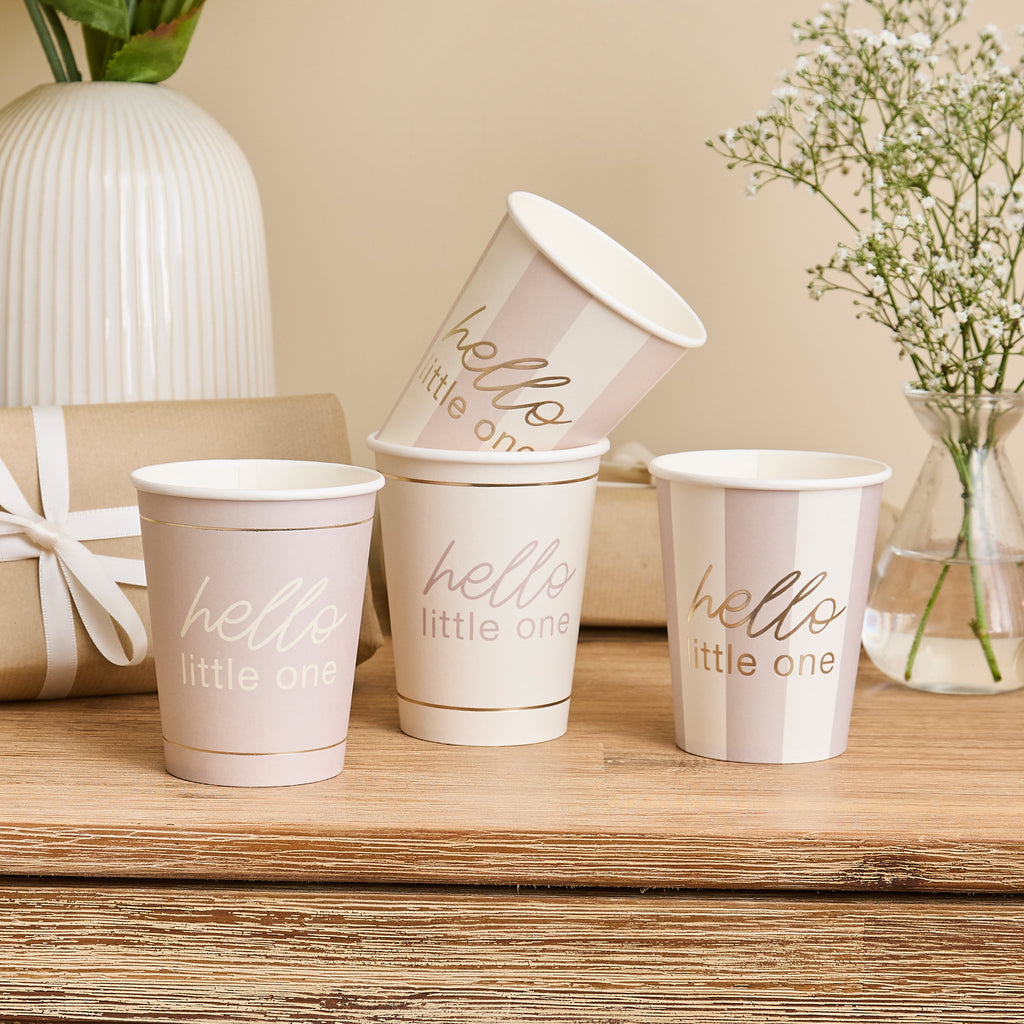 Hello Little One Neutral Baby Shower Paper Cups (1pkt/8pcs) - Party Lane 