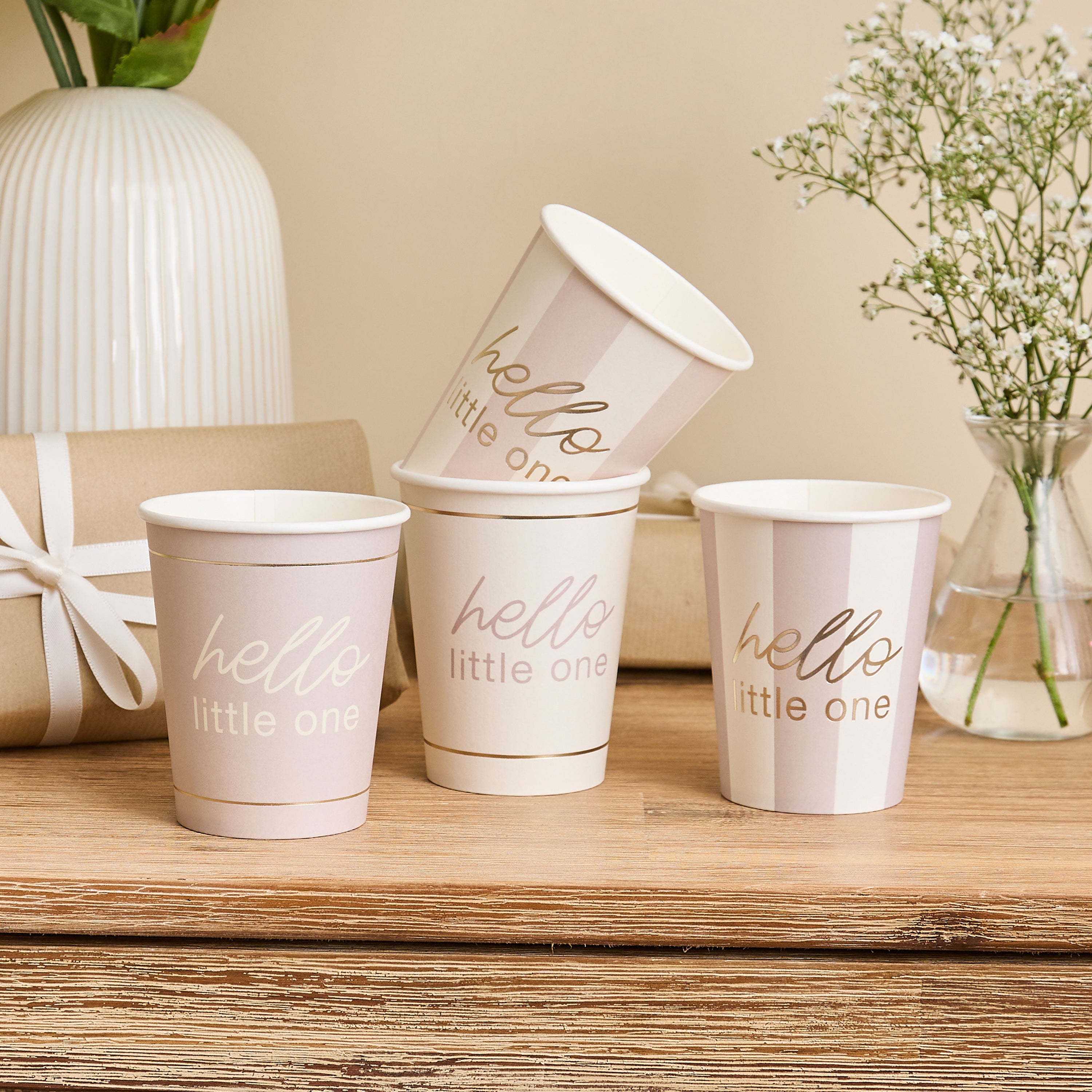 Hello Little One Neutral Baby Shower Paper Cups (1pkt/8pcs) - Party Lane 