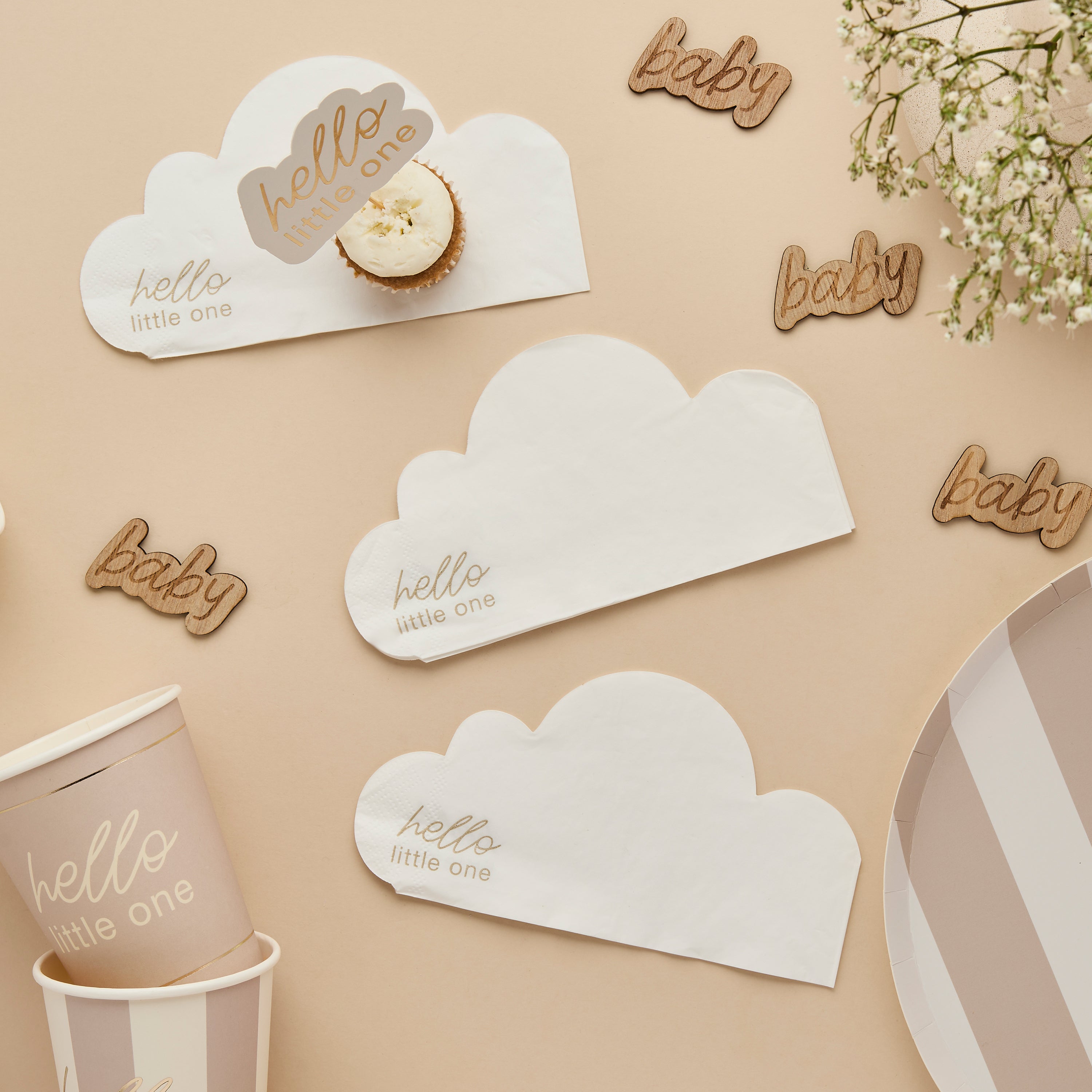 Hello Little One Cloud Shaped Paper Napkins (1pkt/16pcs) - Party Lane 