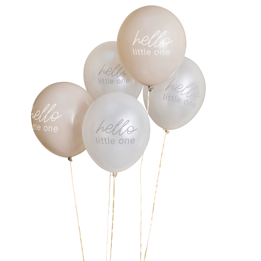 Hello Little One Neutral Baby Shower 12" Latex Balloons (1pkt/5pcs) - Party Lane 