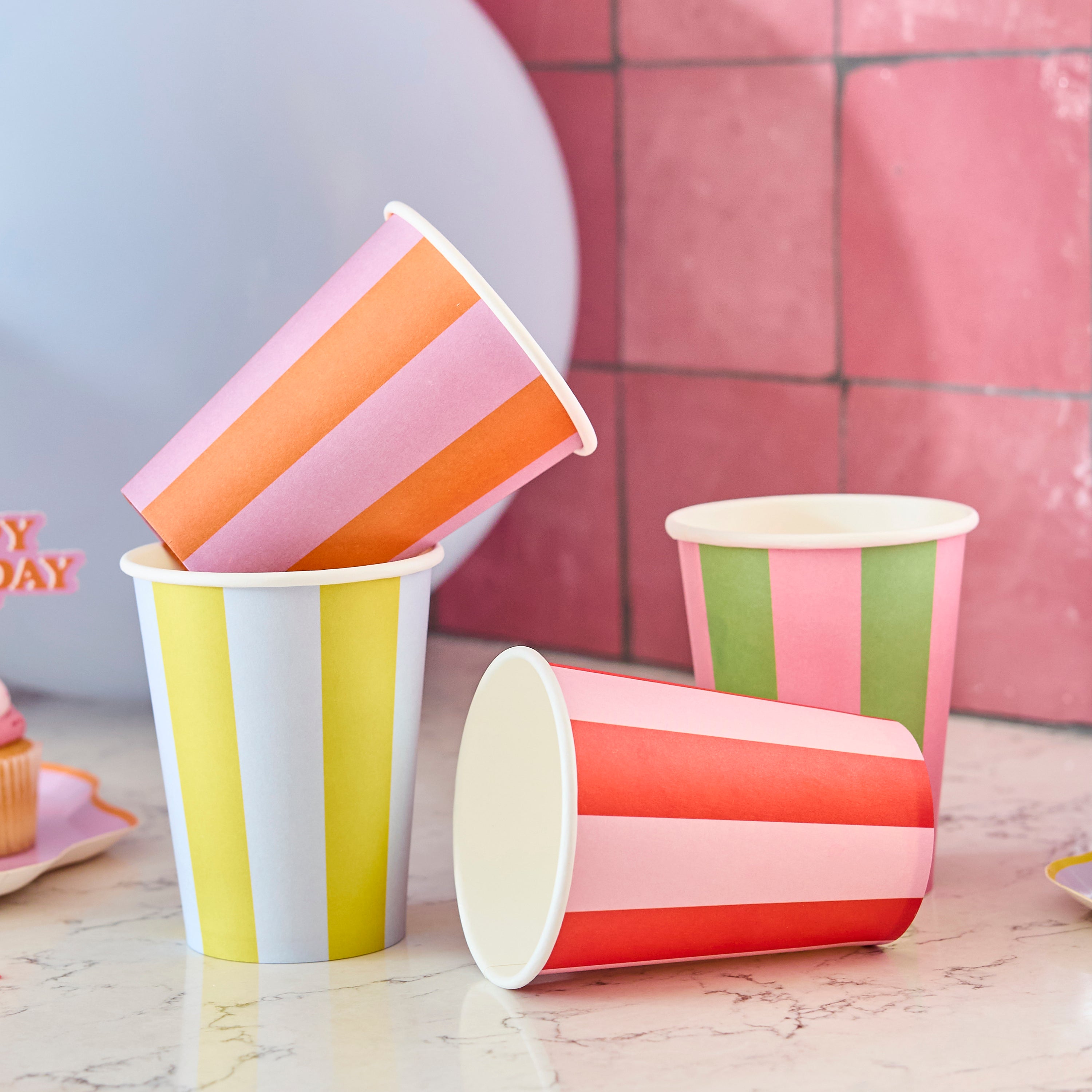 Colour Block Party Paper Cups (1pkt/8pcs) - Party Lane 