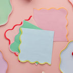 Wavy Colour Block napkins styled on a modern party table.