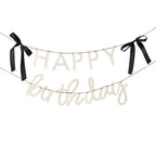 Happy Birthday Banner with Black Satin Bows 2m (1pkt/2pcs) - Party Lane 