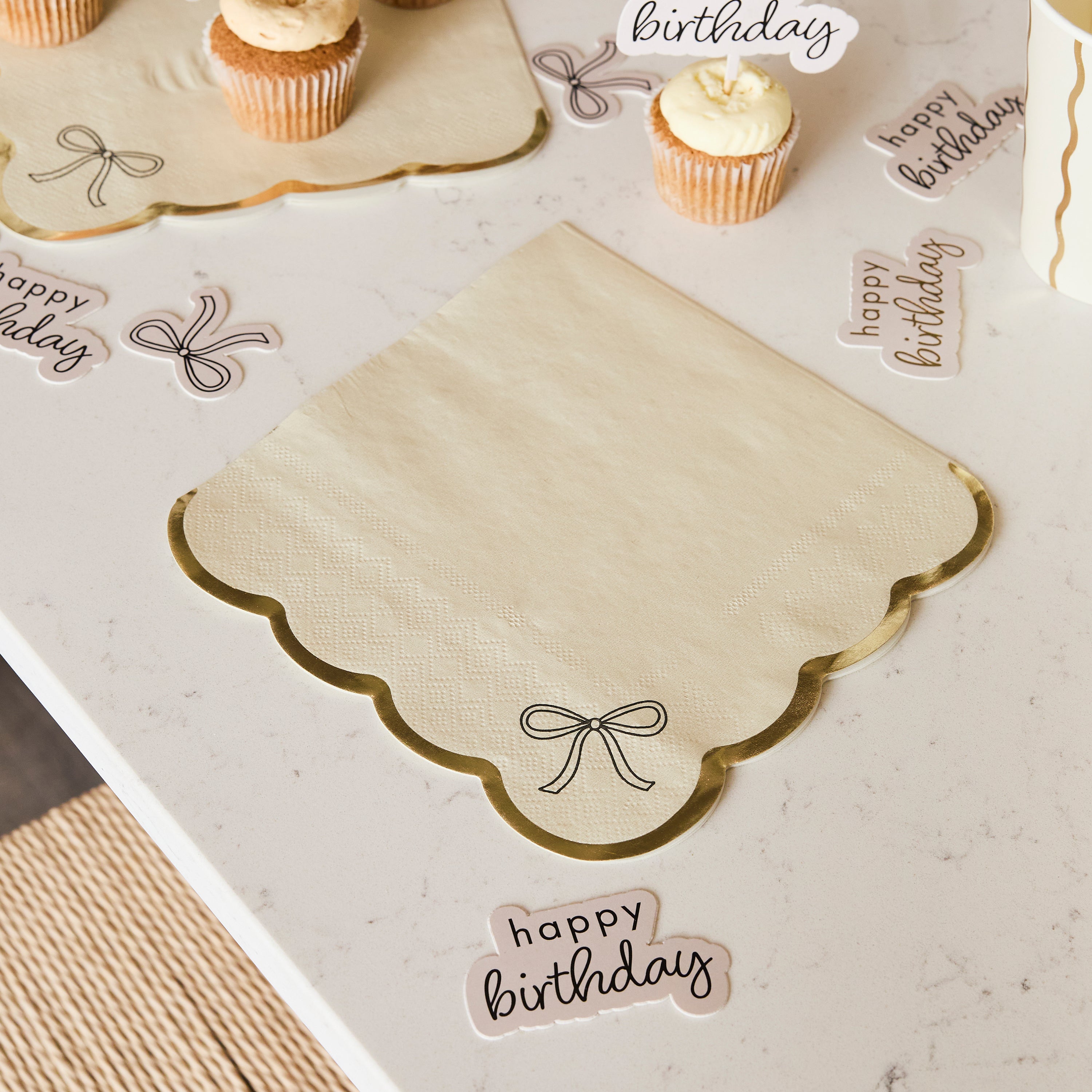 Bow Scallop Edge Paper Napkins (1pkt/16pcs) - Party Lane 