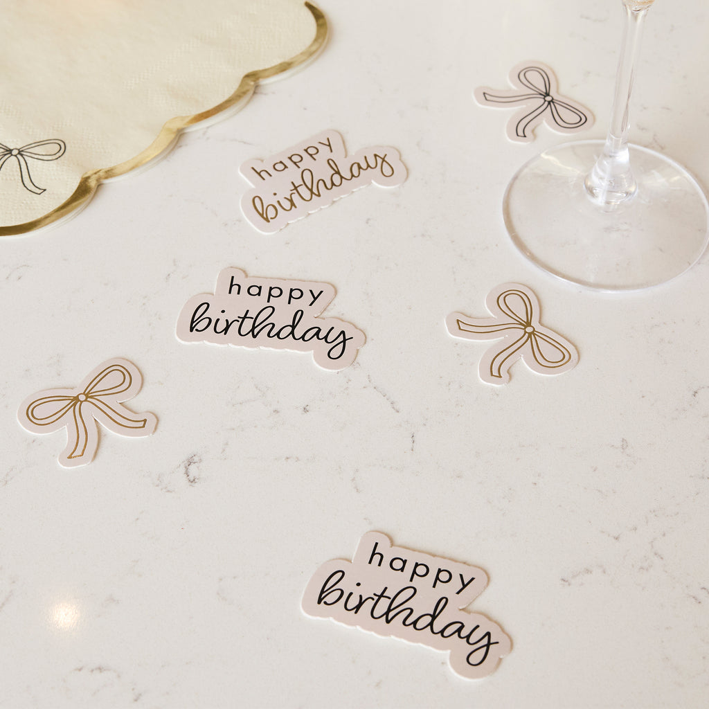 Bows and Happy Birthday Table Scatter 14g (1pkt) - Party Lane 