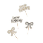 Bows and Happy Birthday Food Picks (1pkt/12pcs) - Party Lane 