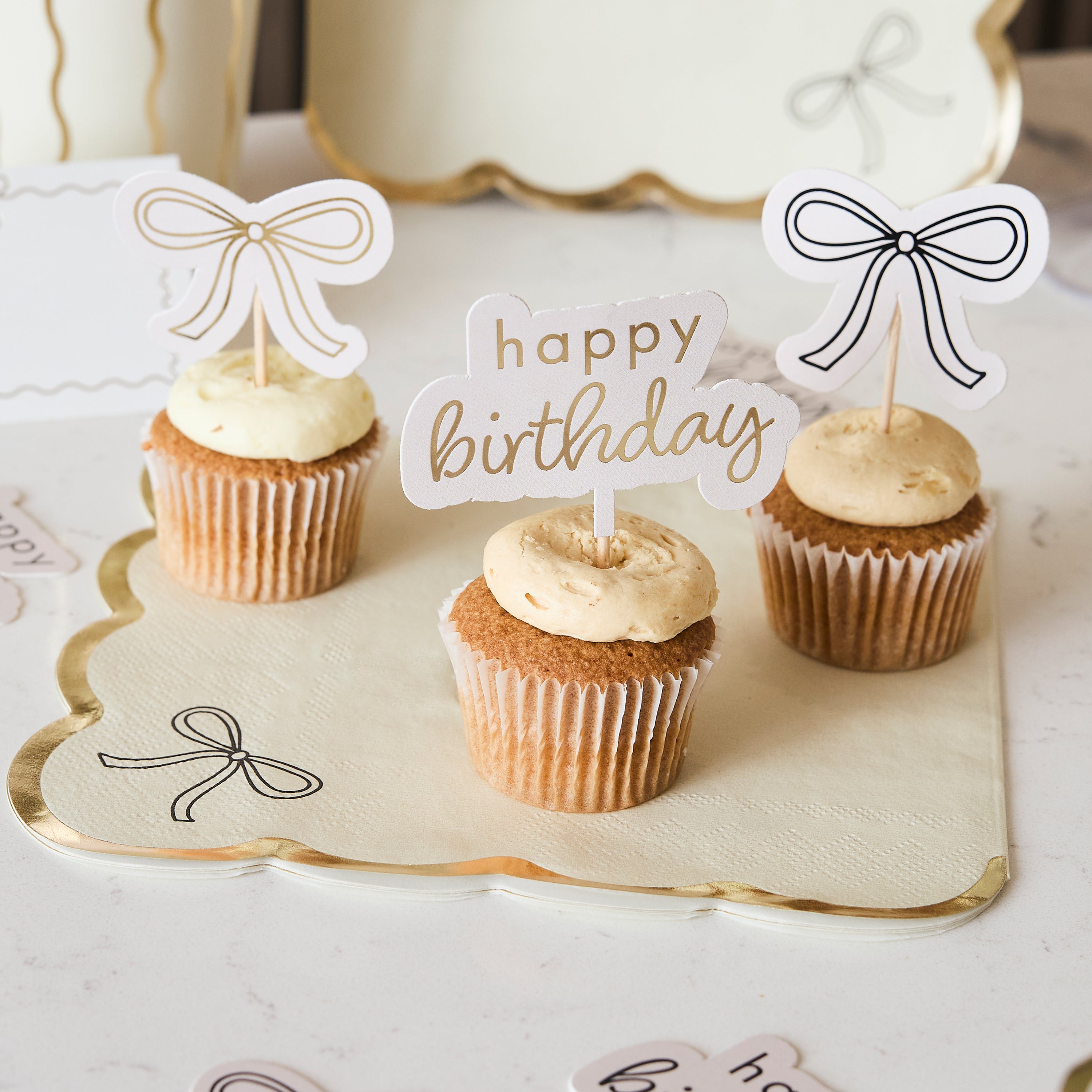 Bows and Happy Birthday Food Picks (1pkt/12pcs) - Party Lane 