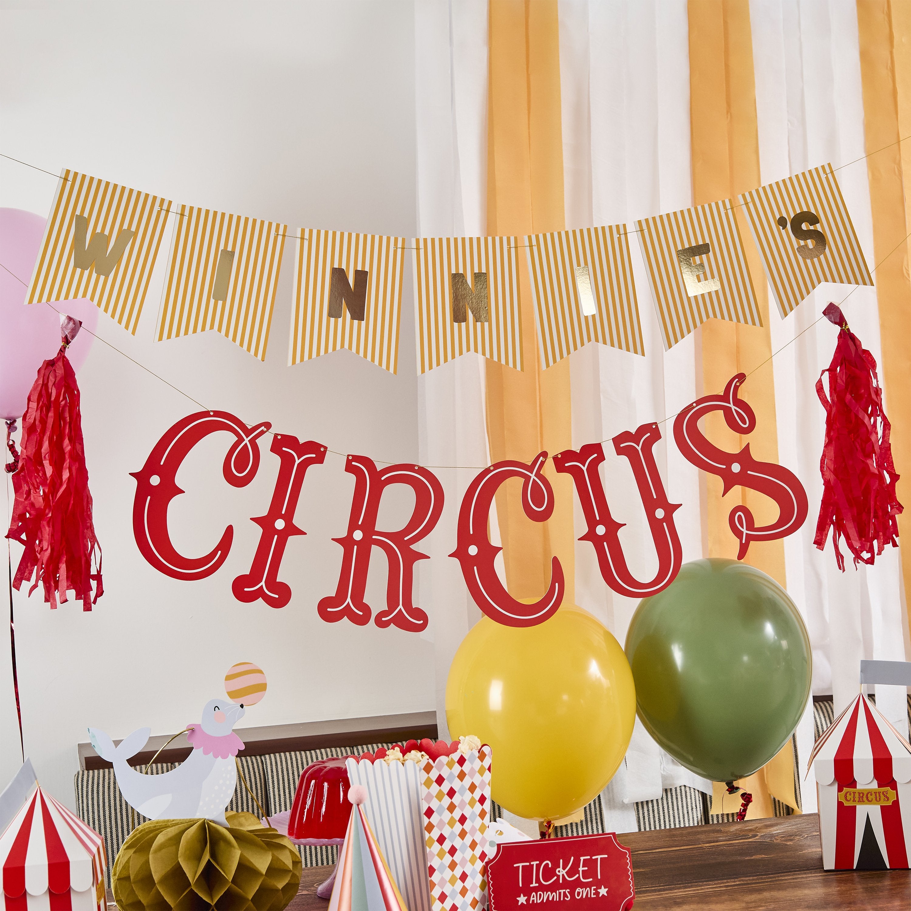 Big Top Circus customisable welcome banner detail shot