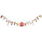 A single garland with a bold, colorful design featuring circus tents, balloons, and more.
