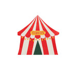 A set of 16 napkins with a vibrant circus tent design, ideal for a carnival or circus-themed party.