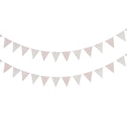 Daisy Days bunting with white and pink daisy pattern triangle flags for party decoration