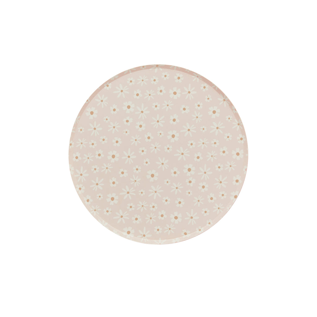 Daisy Days paper plates with white daisy flower pattern for spring party