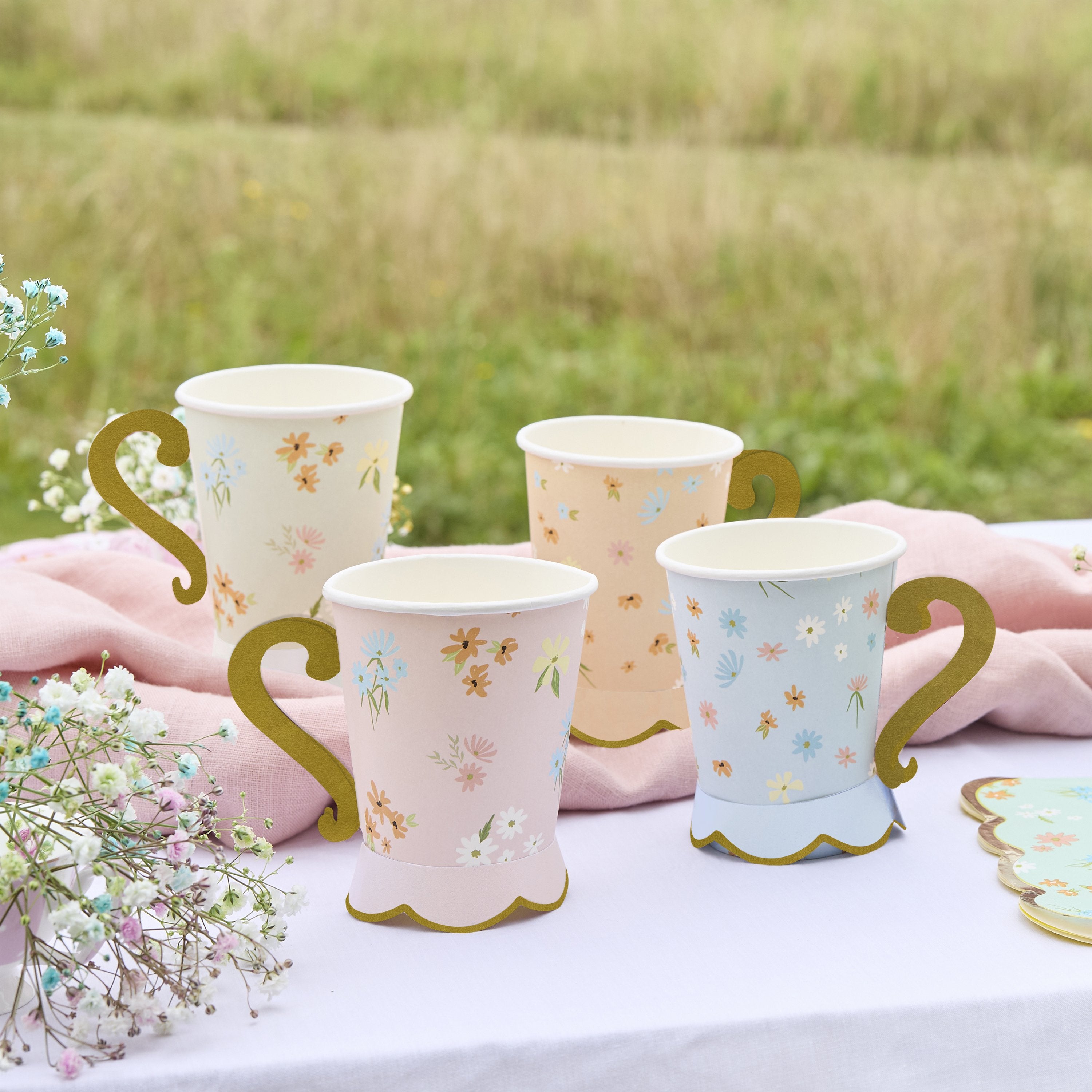 Garden Tea Party Teacup Cups (1pkt/8pcs) - Party Lane 