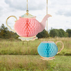 teapot, honeycomb teapot, pink and blue