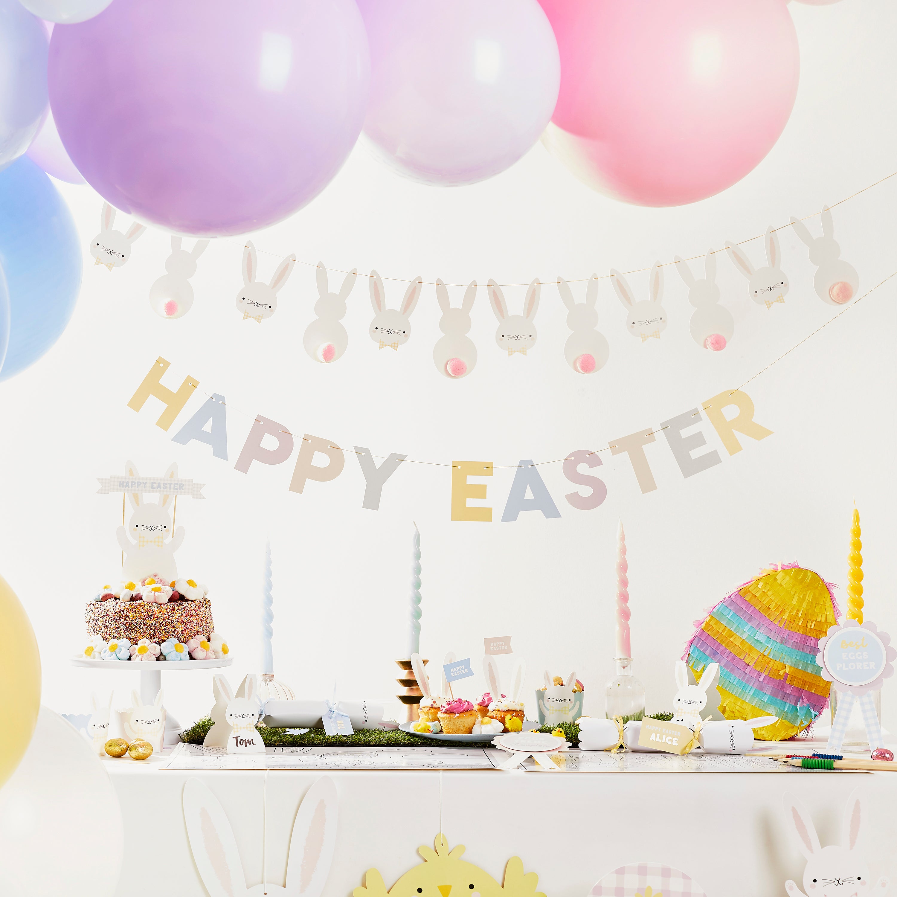 Bunny Pom Pom Card Garland 2m (1pkt/1pc) - Party Lane 