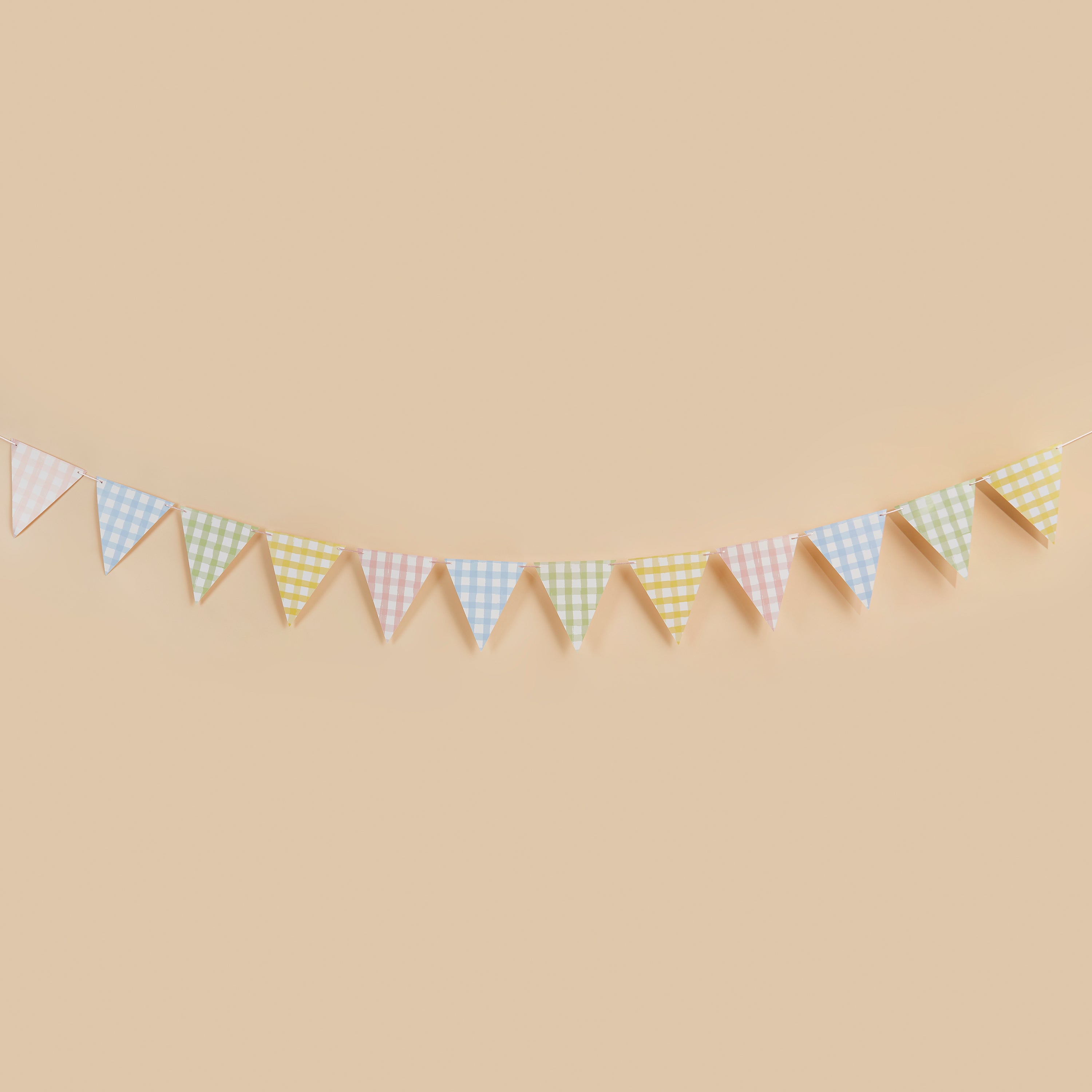 Pastel Gingham Paper Card Bunting 2.5m (1pkt/1pc) - Party Lane 