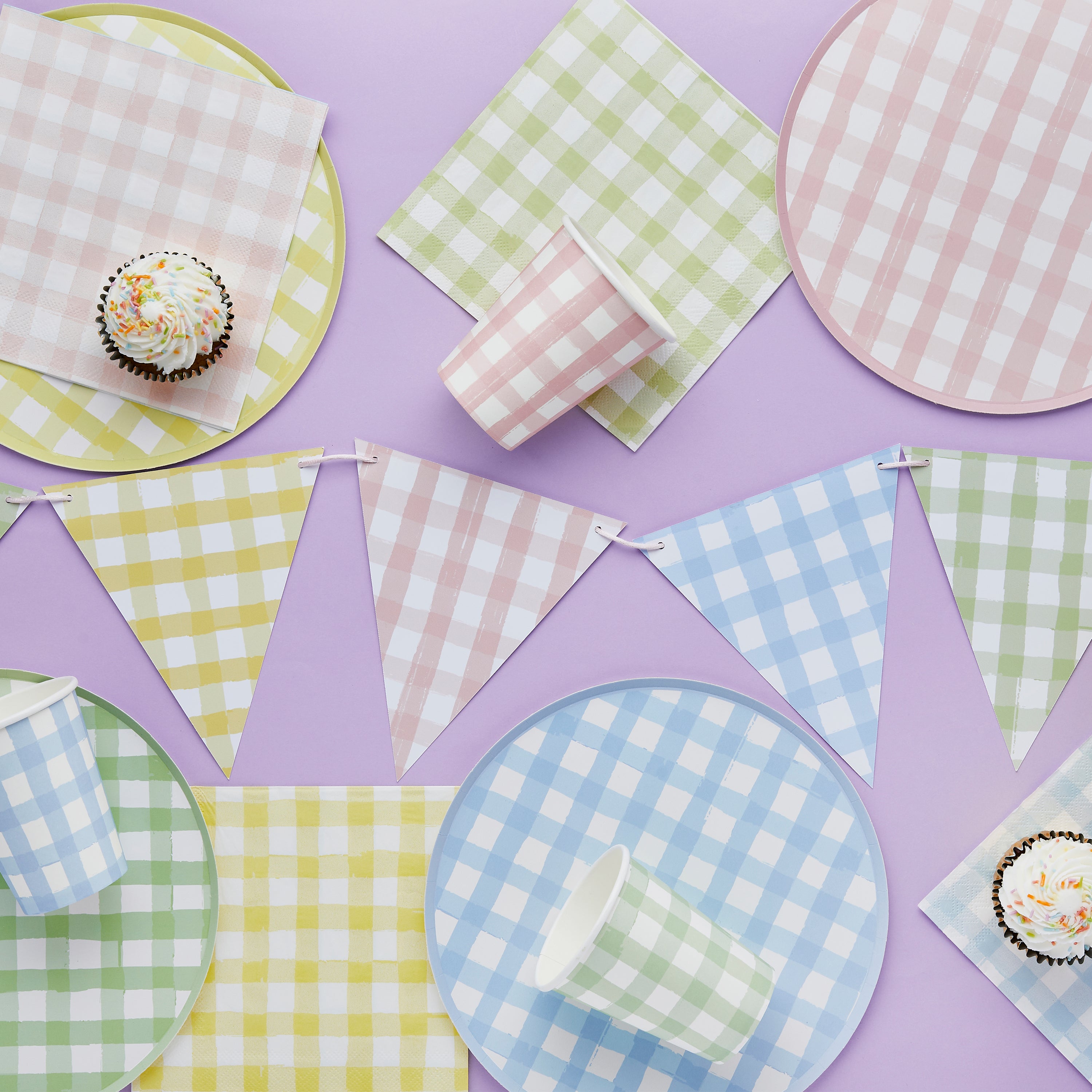 Pastel Gingham Paper Napkins (1pkt/16pcs) - Party Lane 