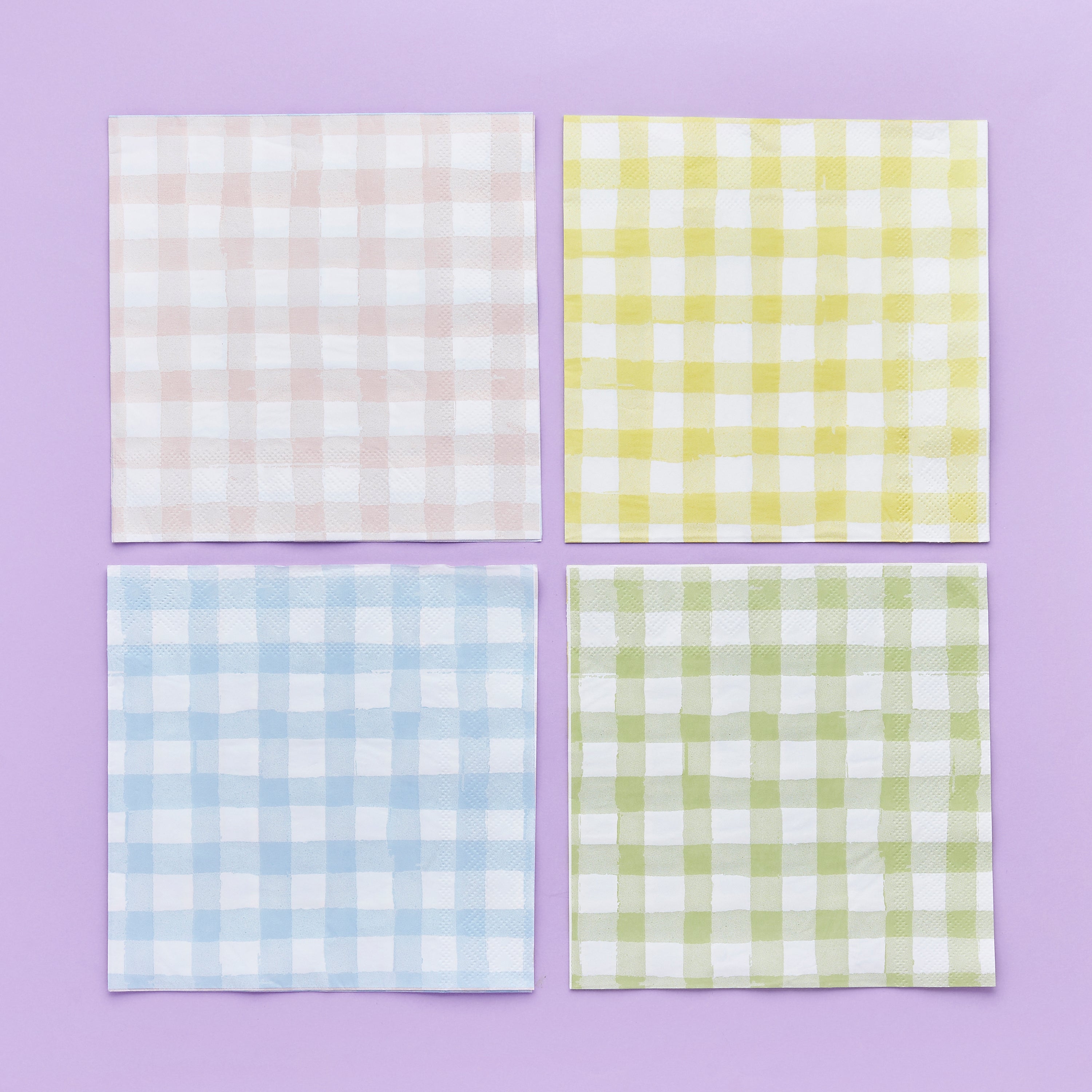 Pastel Gingham Paper Napkins (1pkt/16pcs) - Party Lane 