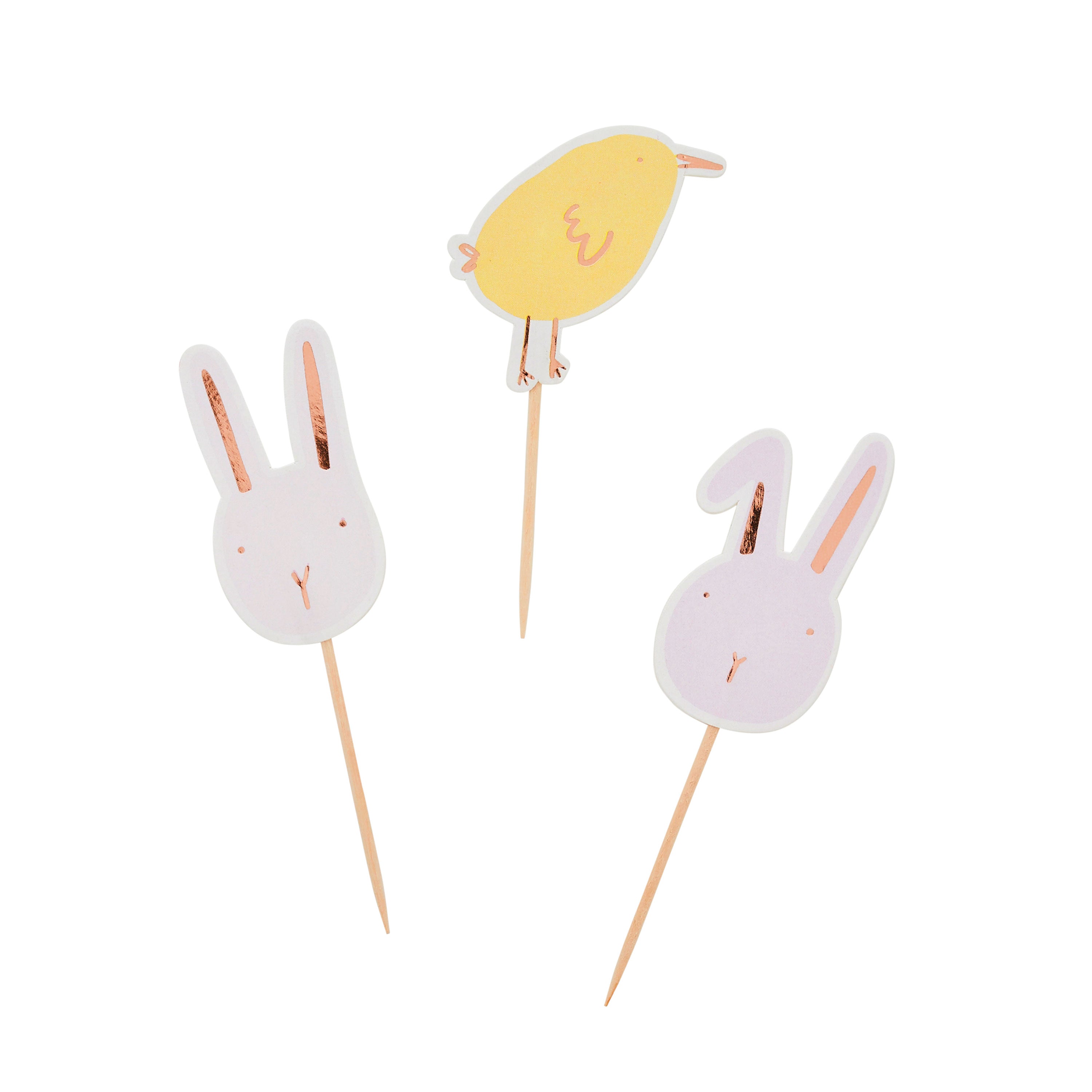 Bunny and Chick Cake Toppers (1pkt/6pcs) - Party Lane 