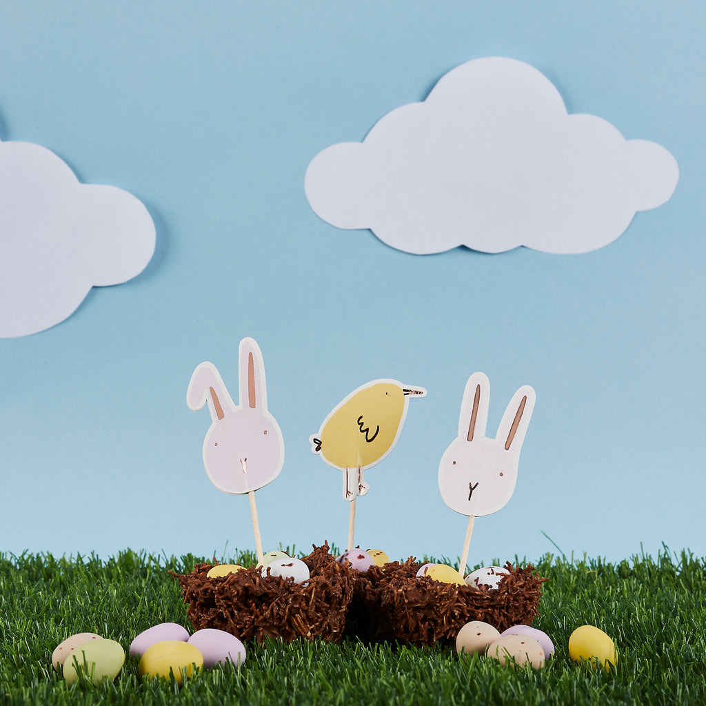 Bunny and Chick Cake Toppers (1pkt/6pcs) - Party Lane 