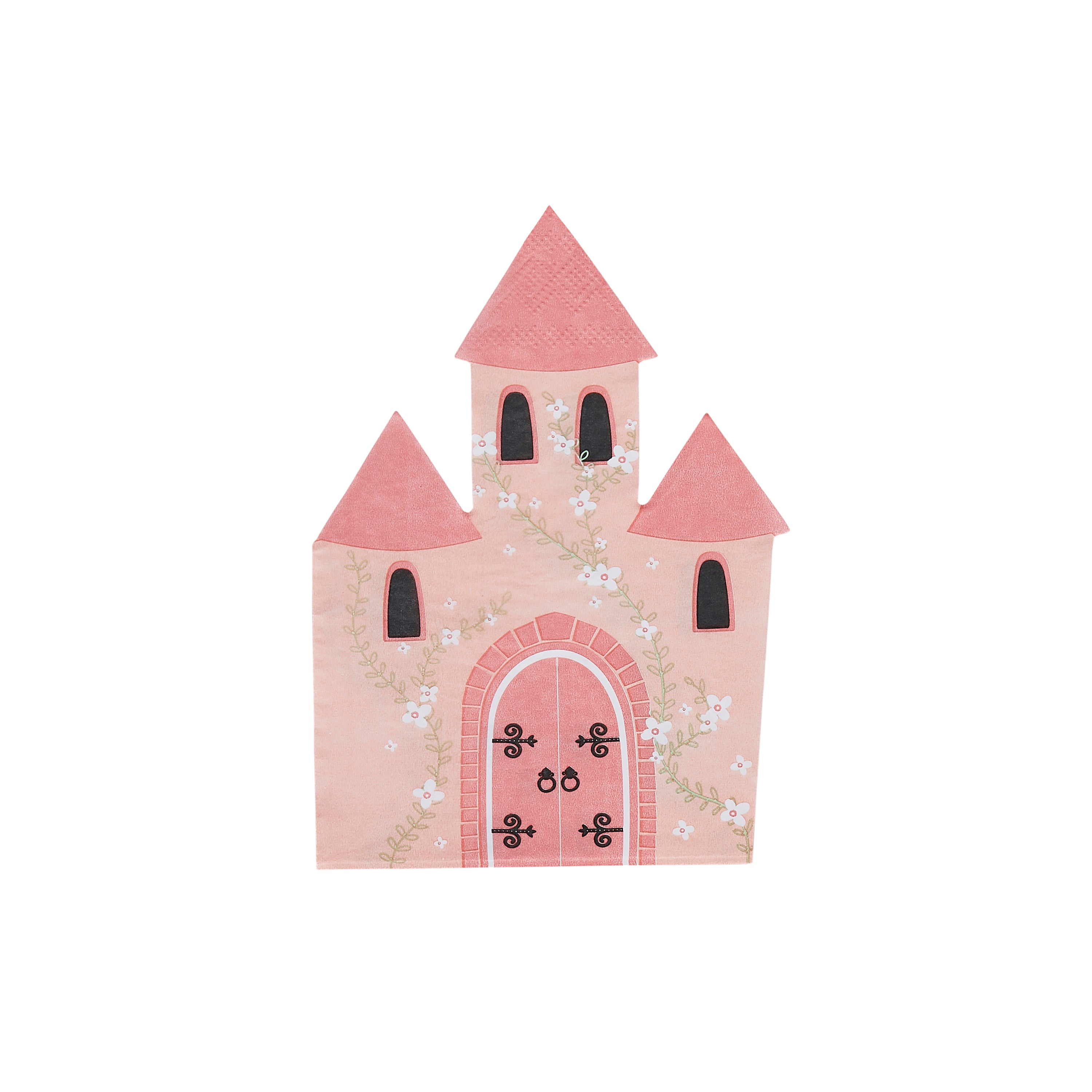 A set of 12 napkins featuring a magical fairytale castle design, perfect for kids’ parties.