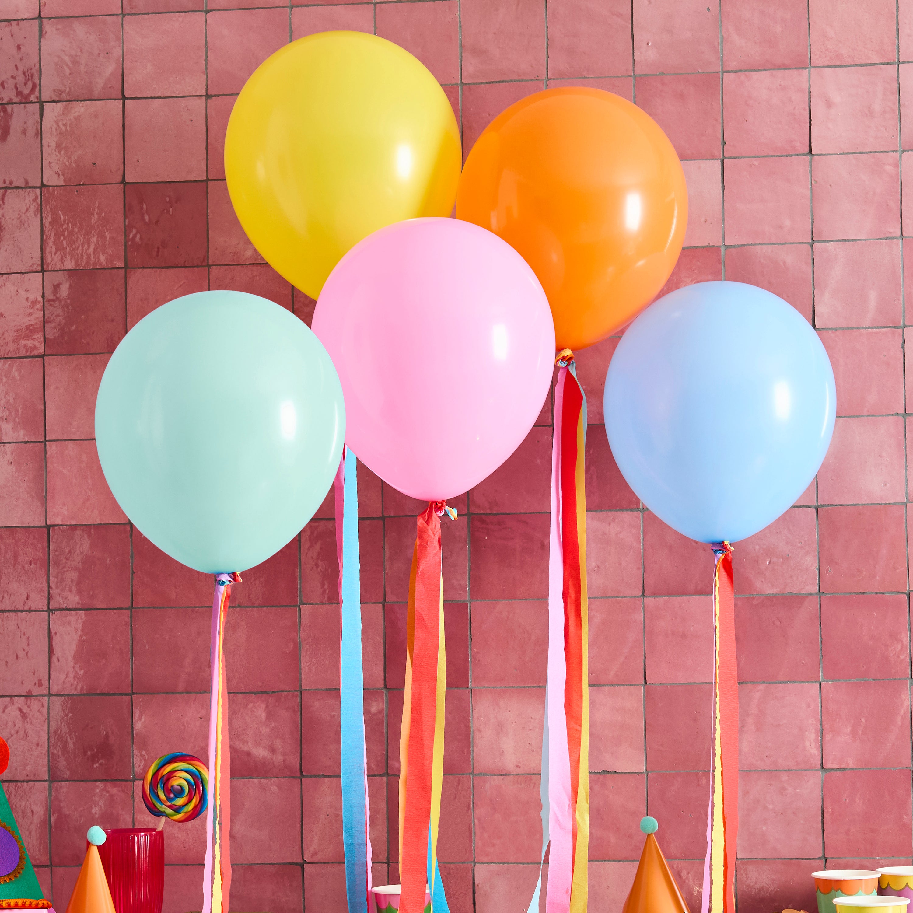 Colour Block Party Balloons and tassels (1pkt/5pcs)