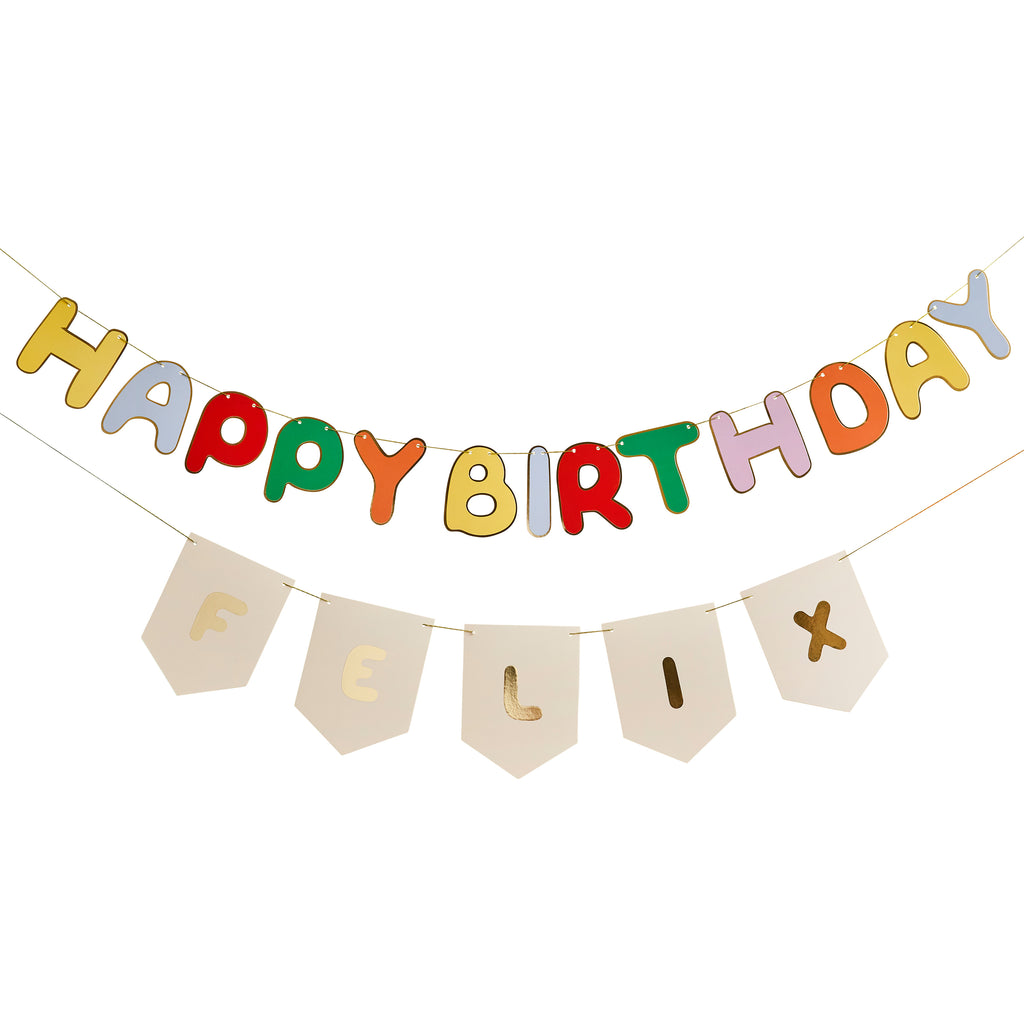 Playful Brights Customisable 'Happy Birthday' Card Banner 2m (1pkt/2pcs) - Party Lane