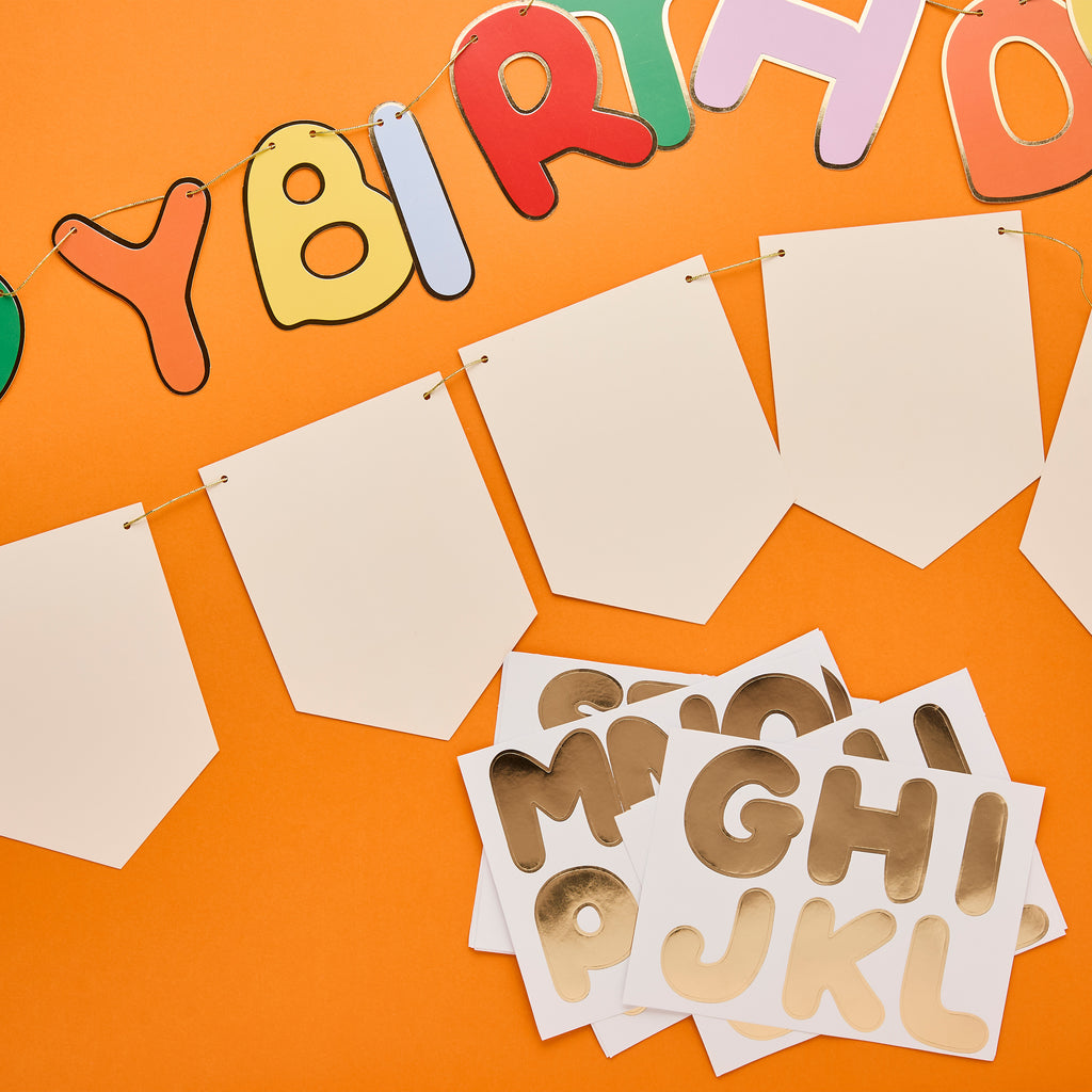 Playful Brights Customisable 'Happy Birthday' Card Banner 2m (1pkt/2pcs) - Party Lane