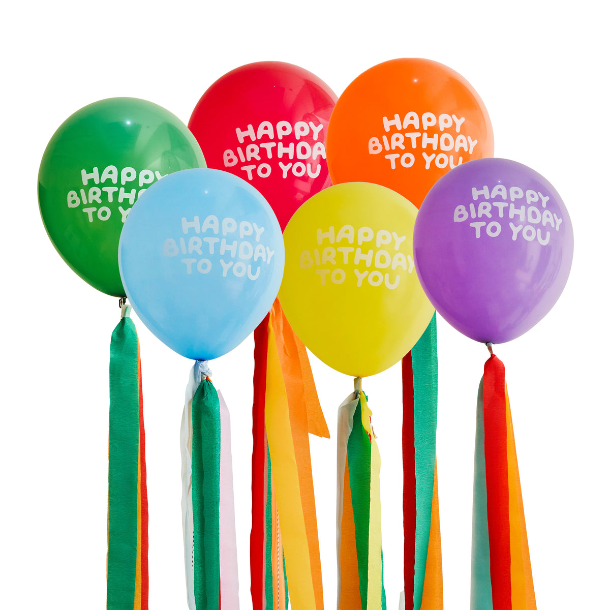 Playful Brights Birthday 12" Latex Balloons & Tassels (1pkt/6pcs) - Party Lane