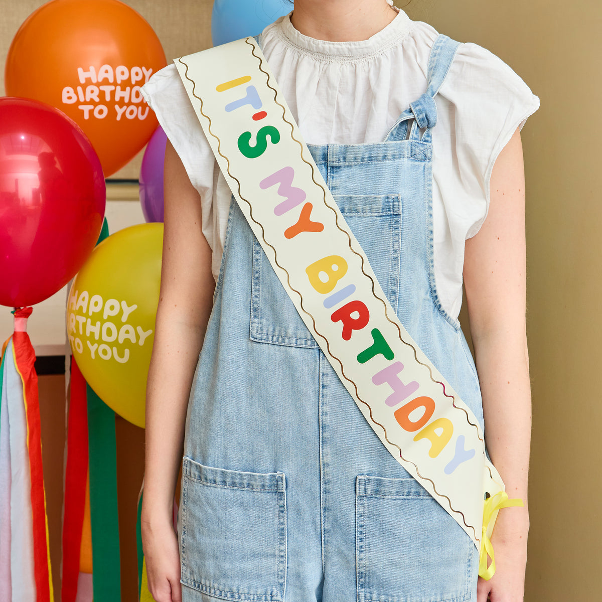 Playful Brights Happy Birthday Paper Sash (1pk/1pcs) - Party Lane