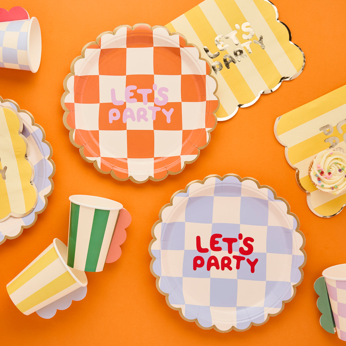 Playful Brights 'Let's Party' Paper Plates 22.5cm (1pkt/8pcs) - Party Lane