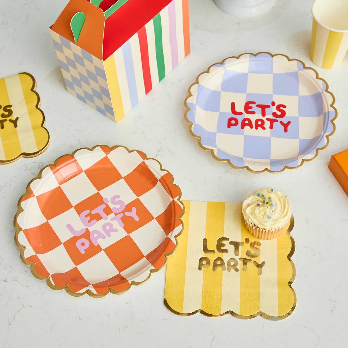 Playful Brights 'Let's Party' Paper Plates 22.5cm (1pkt/8pcs) - Party Lane