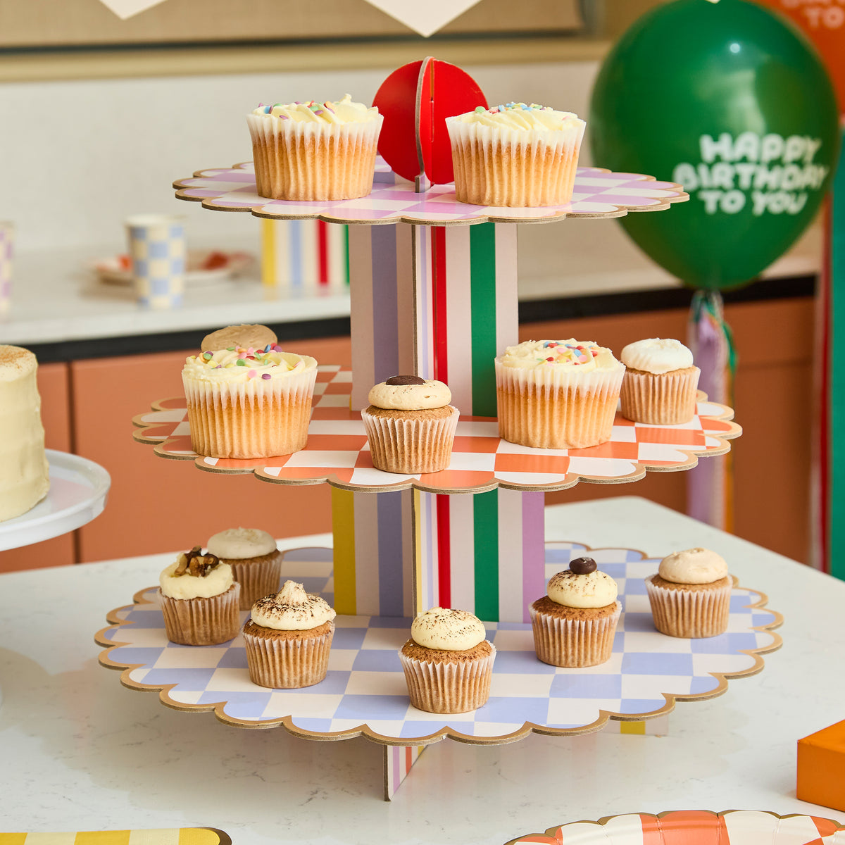 Playful Brights 3 Tier Cake Stand (1pkt/1pcs) - Party Lane
