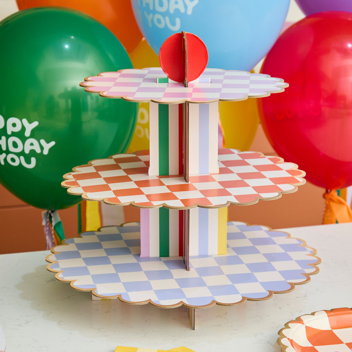 Playful Brights 3 Tier Cake Stand (1pkt/1pcs) - Party Lane