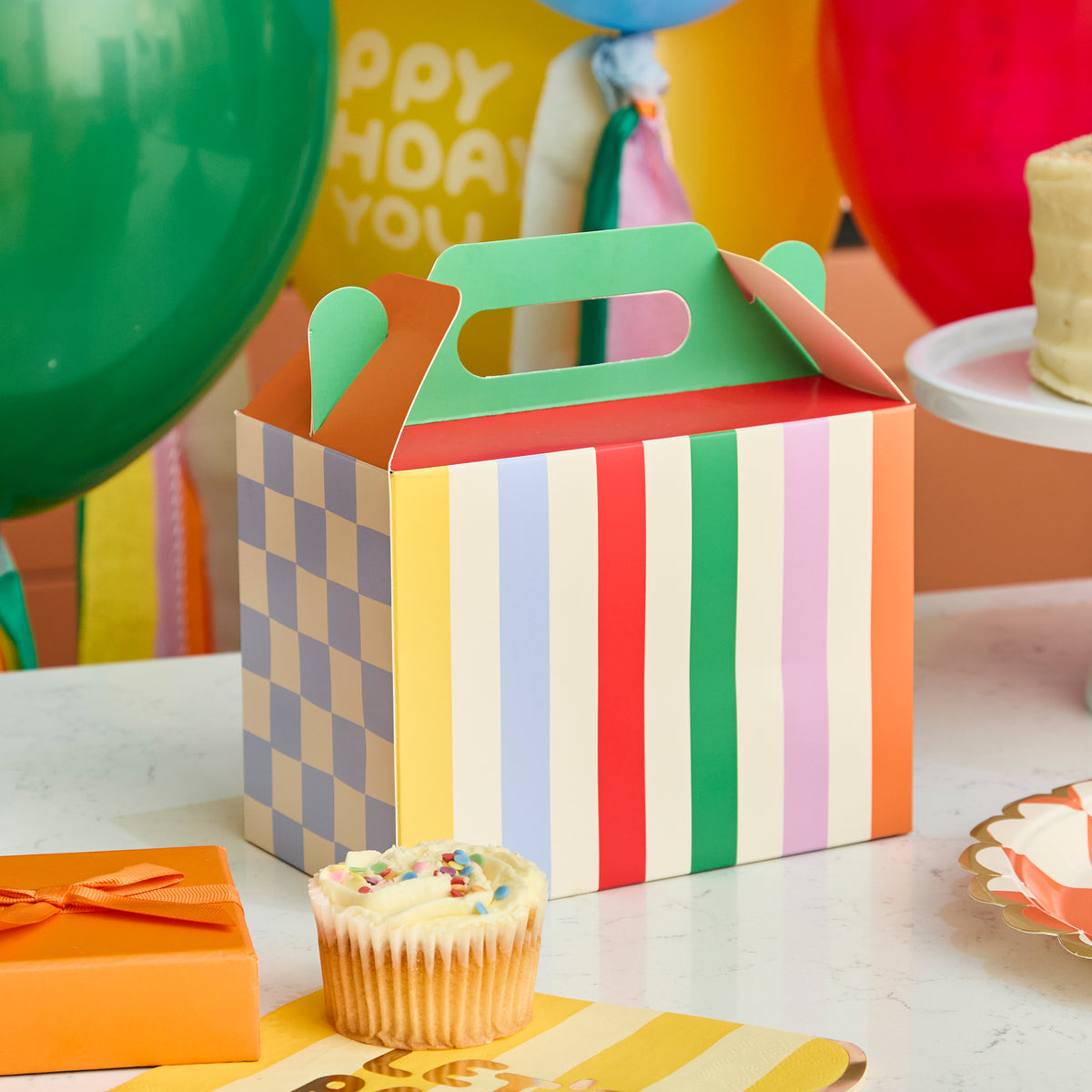 Playful Brights Card Lunch Boxes (1pkt/6pcs) - Party Lane