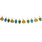 A banner featuring colorful dinosaur head cutouts, perfect for a prehistoric-themed party.