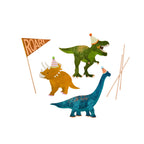  A set of 4 cake toppers with a "ROAR" theme, perfect for topping a dinosaur-themed cake.