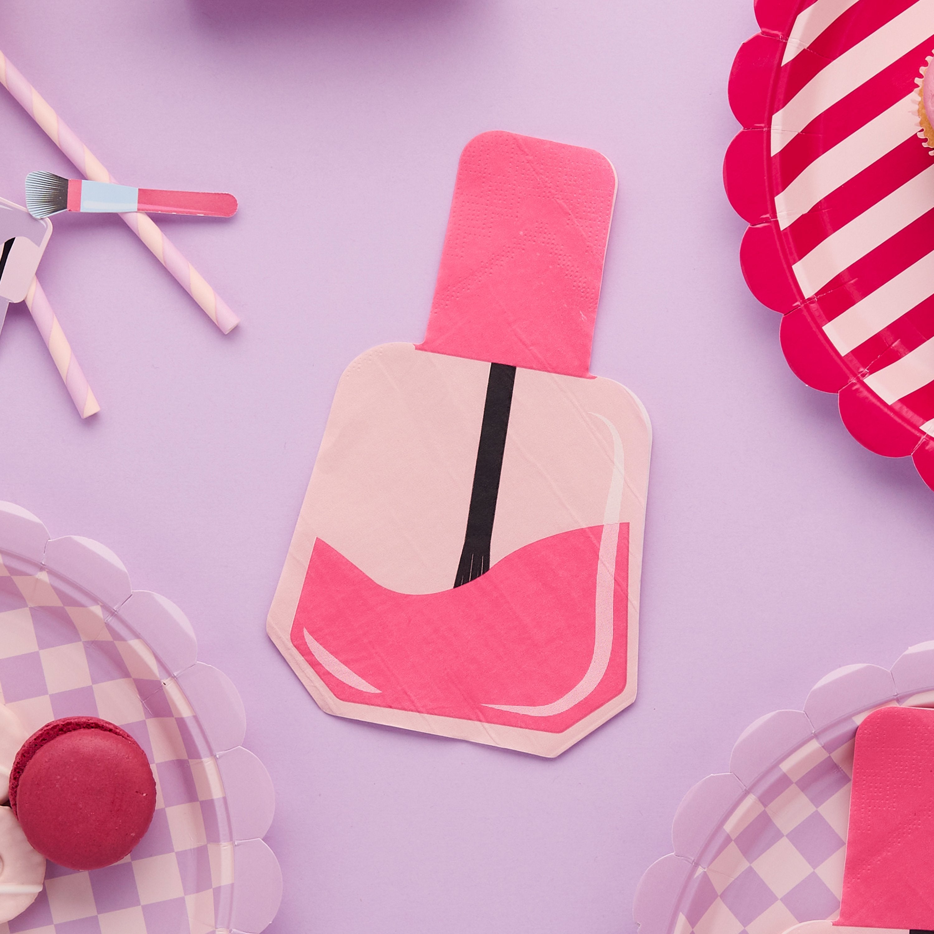 Pamper Party napkins styled on a spa-themed kids’ party table.