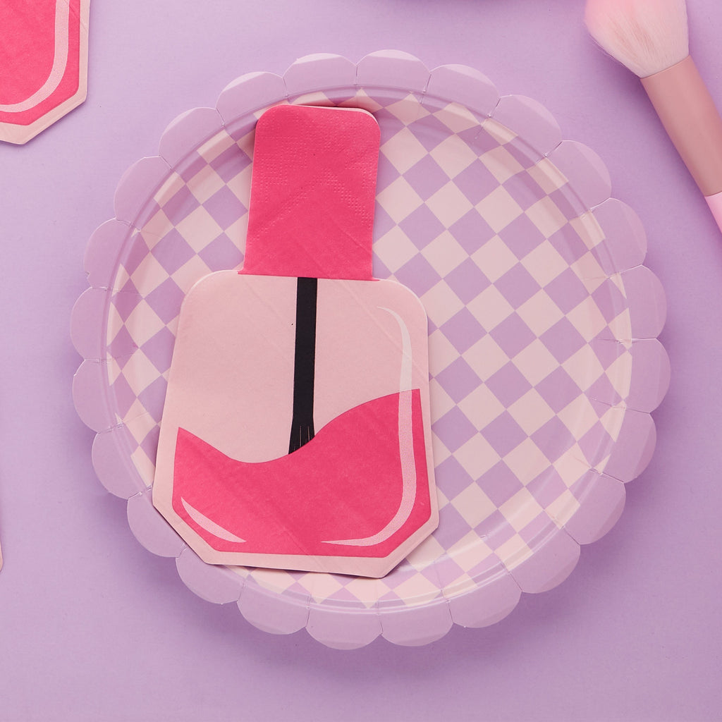 Pamper Party napkins styled on plates