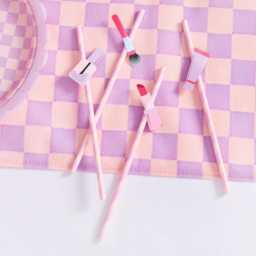 Close up of Pamper Party straws 