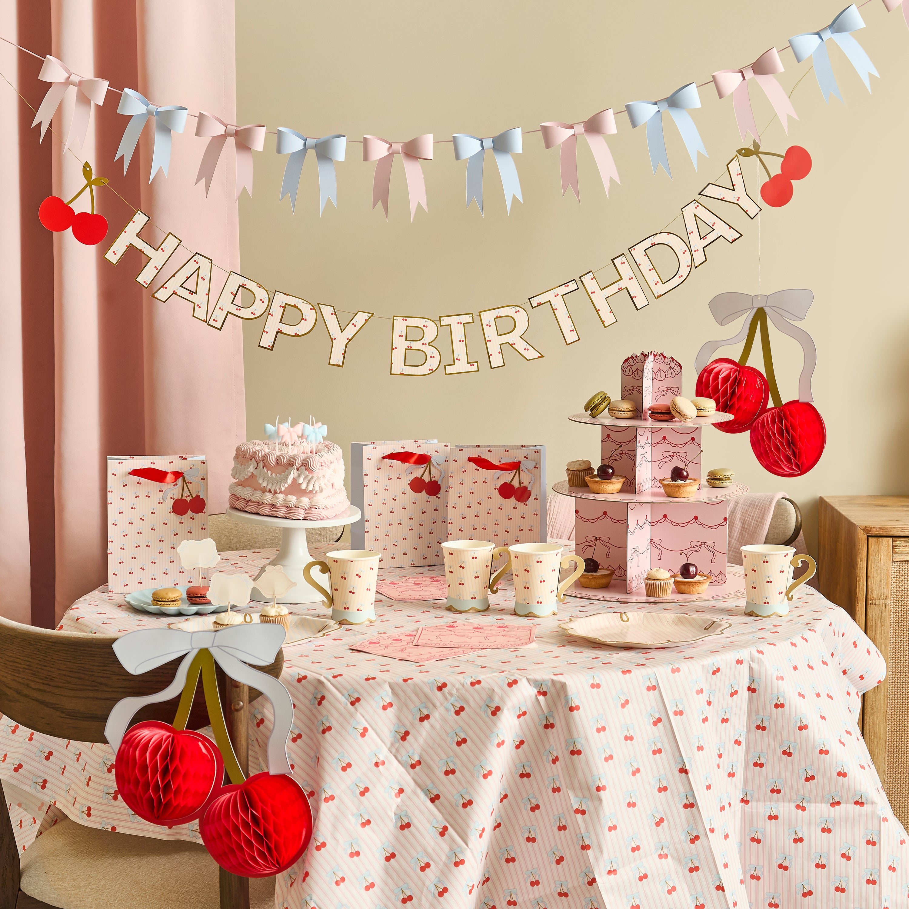 'Happy Birthday' Cherry Banner 2.5m (1pkt/1pc) - Party Lane