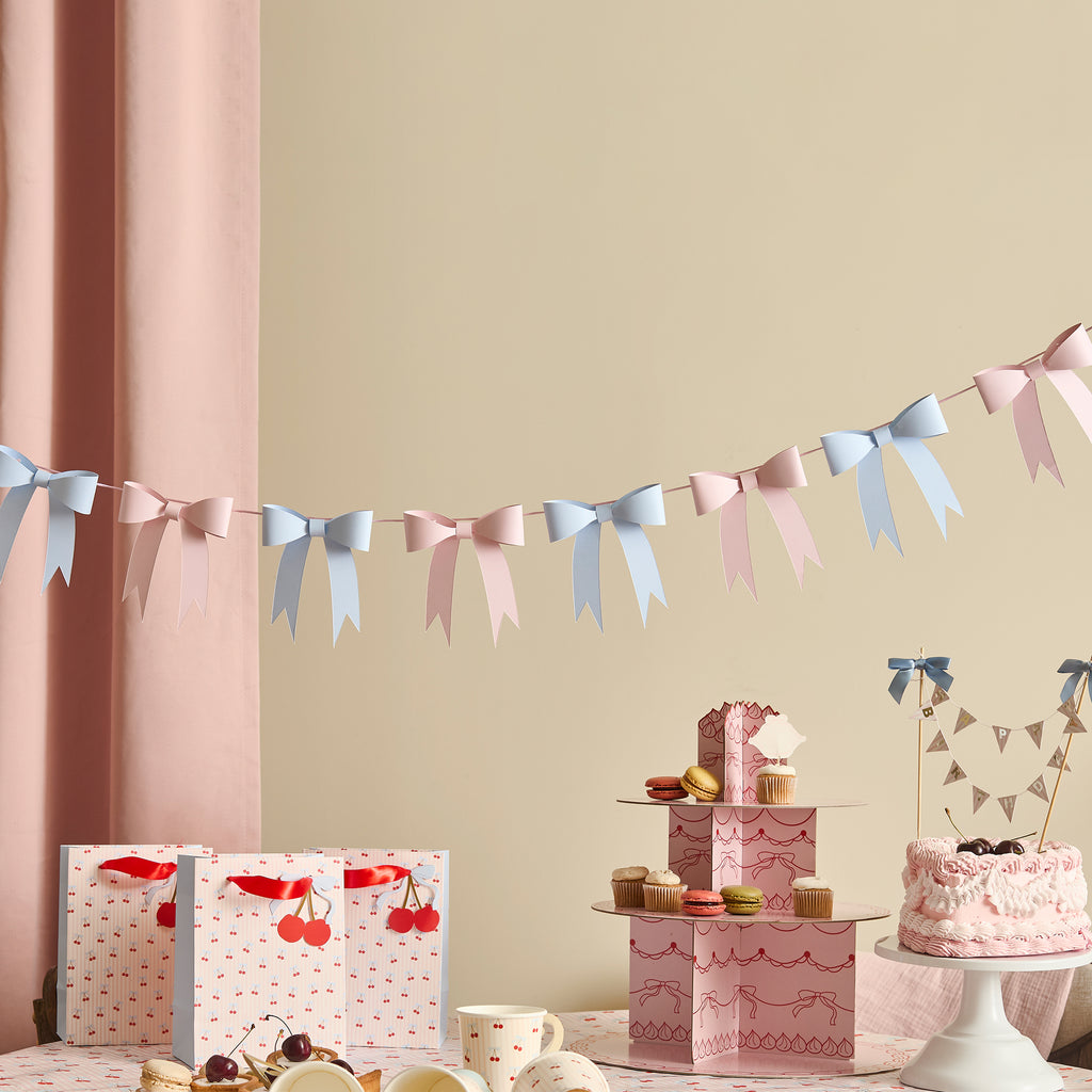 Pink and Blue 3D Bow Banner (1pkt/1pc) - Party Lane