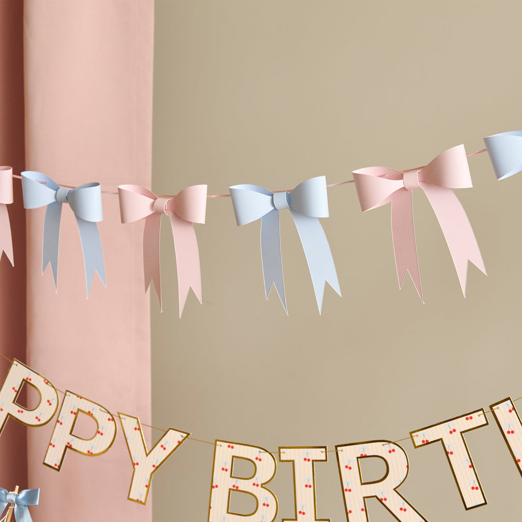 Pink and Blue 3D Bow Banner (1pkt/1pc) - Party Lane