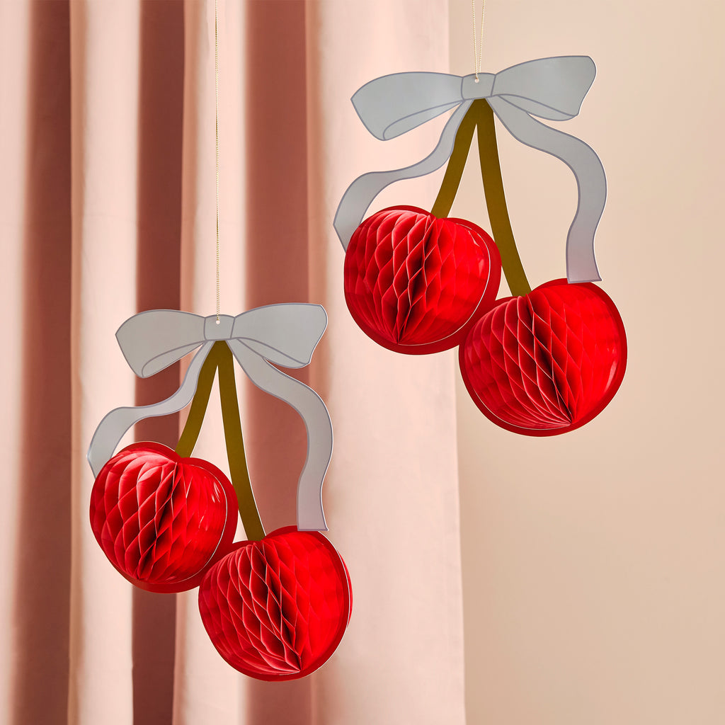 Cherry Honeycomb Decoration (1pkt/2pcs) - Party Lane