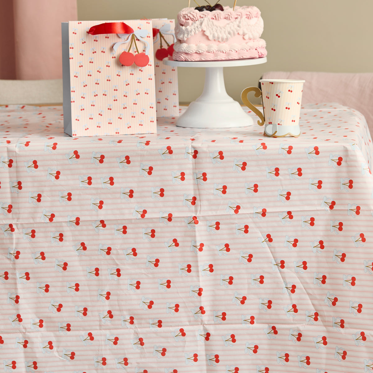 Cherry Paper Tablecloth (1pkt/1pc) - Party Lane