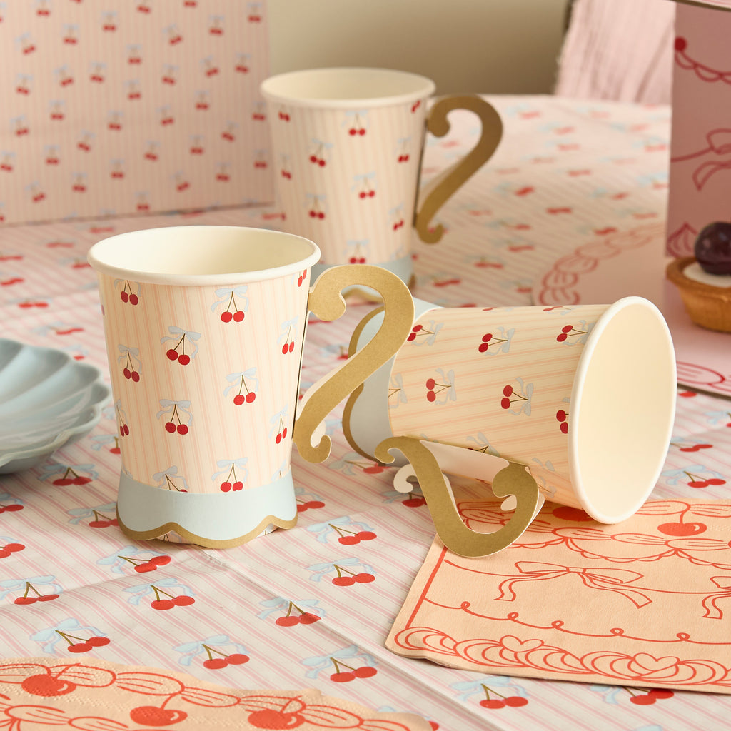 Cherry 3D Rococo Paper Cups (1pkt/8pcs) - Party Lane